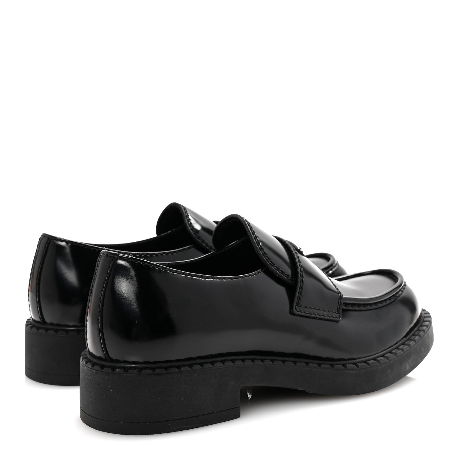 Prada Spazzolato Metal Triangle Logo Mens 35mm Loafers 9.5 Black 5 of 10