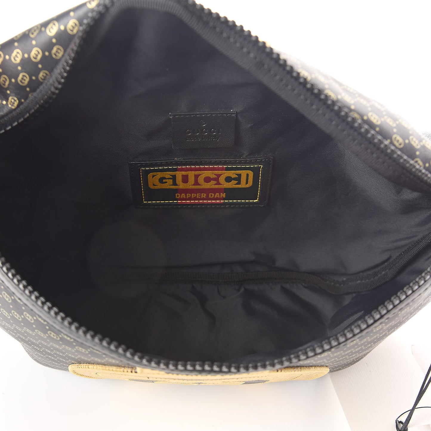 X DAPPER DAN Calfskin Laminated Ayers GG Micro Monogram Mens Belt Bag Black