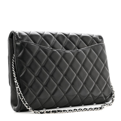 Chanel Lambskin Quilted Clutch With Chain Flap Black 3 of 10