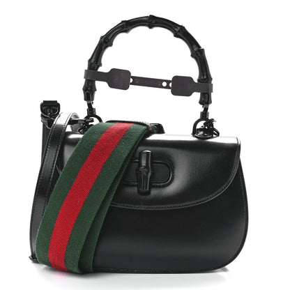 Gucci Boarded Dyana Lux Calfskin Web Monochrome Small Bamboo 1947 Top Handle Bag Black 4 of 13