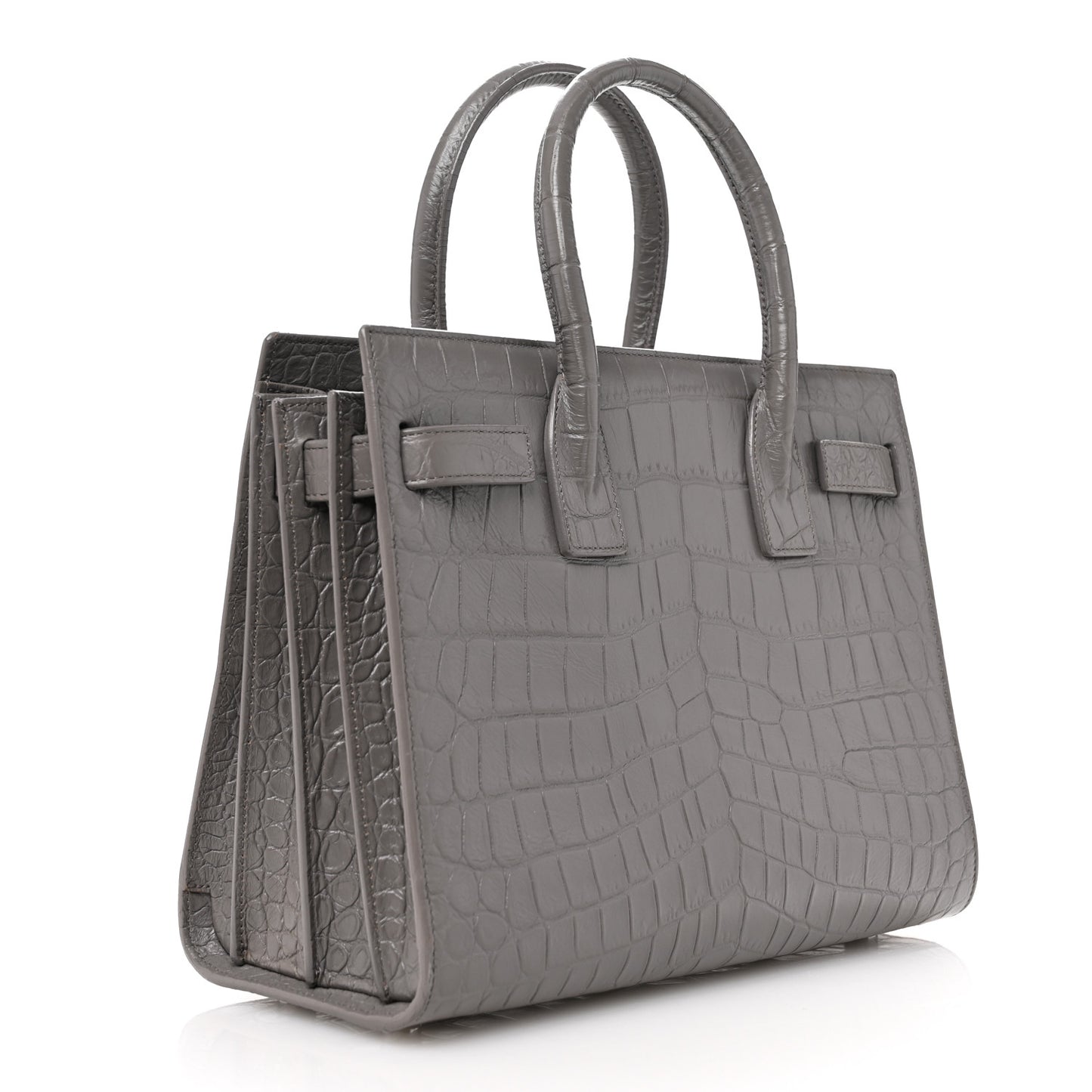 Calfskin Crocodile Embossed Baby Sac De Jour Fog