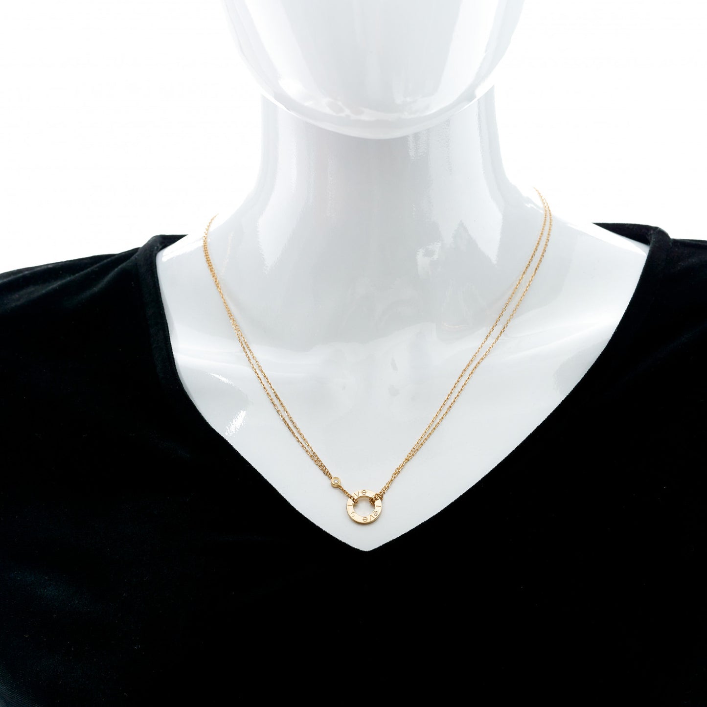 18K Yellow Gold 2 Diamond LOVE Necklace