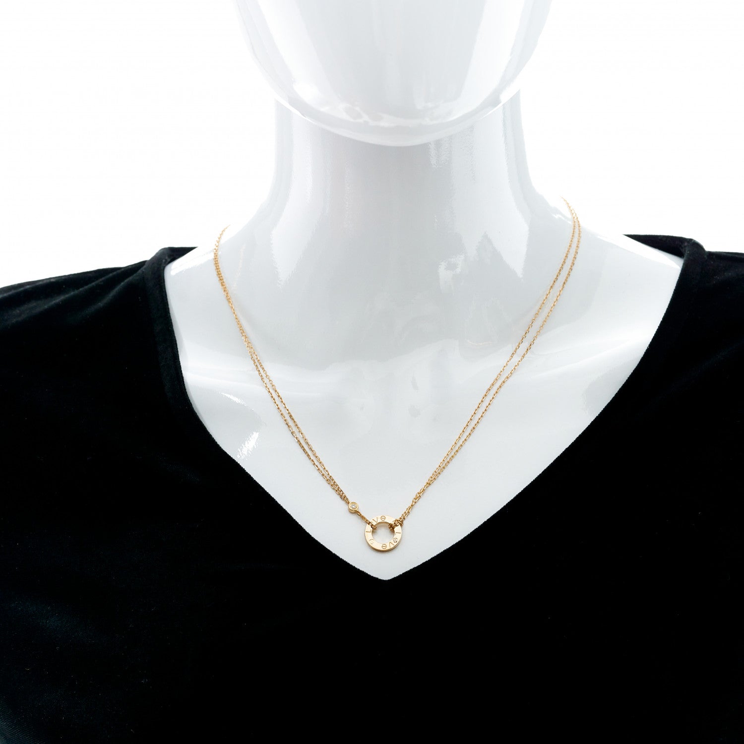 Cartier 18K Yellow Gold 2 Diamond LOVE Necklace 2 of 7