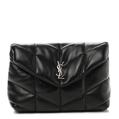 Saint Laurent Lambskin Monogram Loulou Puffer Pouch Clutch Black 1 of 9