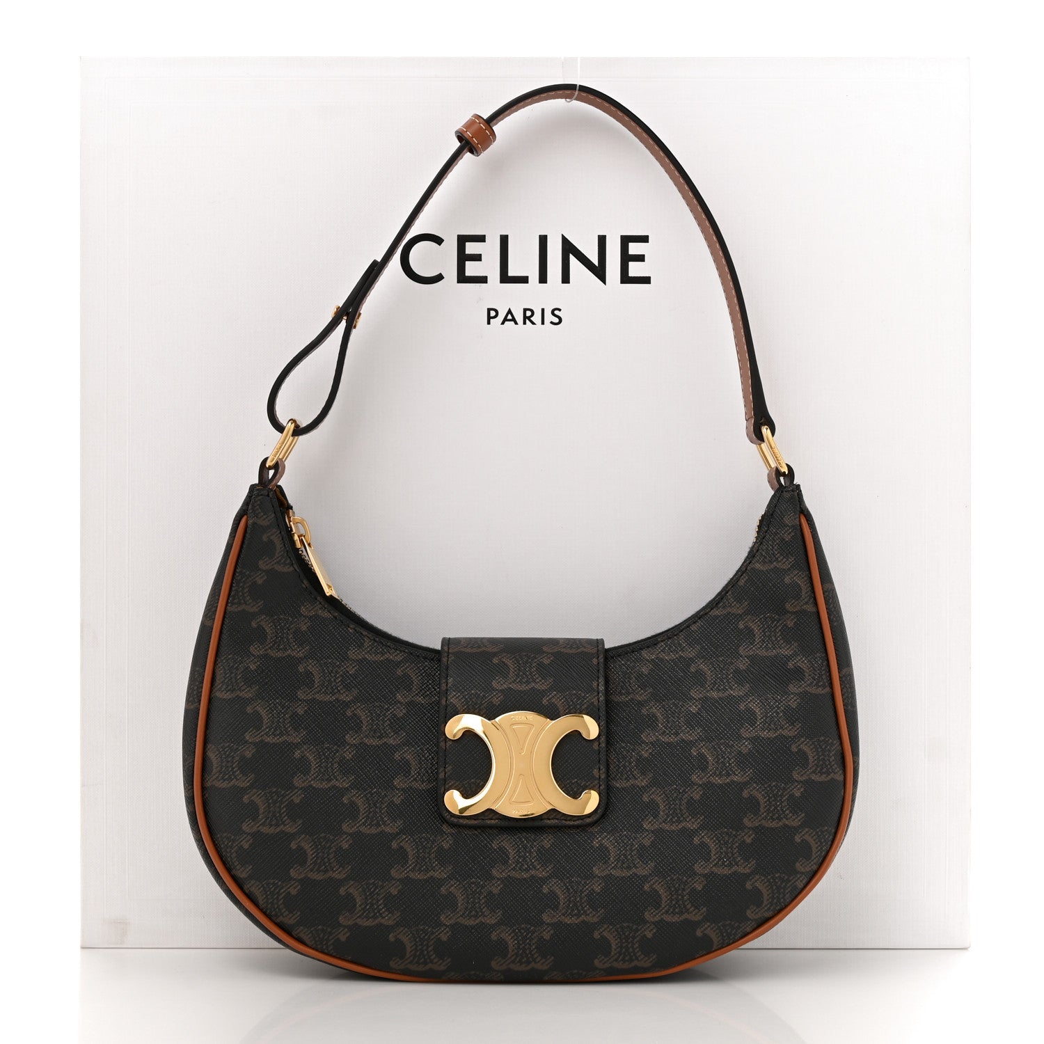 Celine Triomphe Canvas Calfskin Medium Strap Ava Triomphe Shoulder Bag Tan 12 of 12