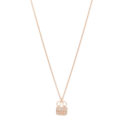 Hermes 18K Rose Gold Diamond Constance Amulette Pendant Necklace 1 of 4
