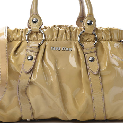 Miu Miu Vernice Gathered Tote Beige 8 of 13