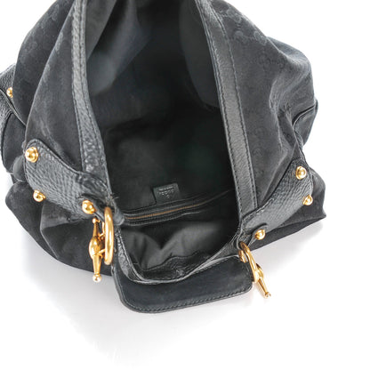 Gucci Monogram Large Jockey Hobo Black 6 of 8