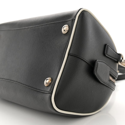Prada Saffiano Lux Top Handle Crossbody Bag Black Talco 10 of 11
