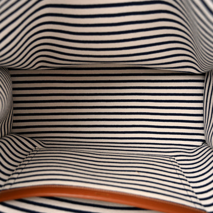 Celine Canvas Calfskin Striped Triomphe Cabas Navy 5 of 10