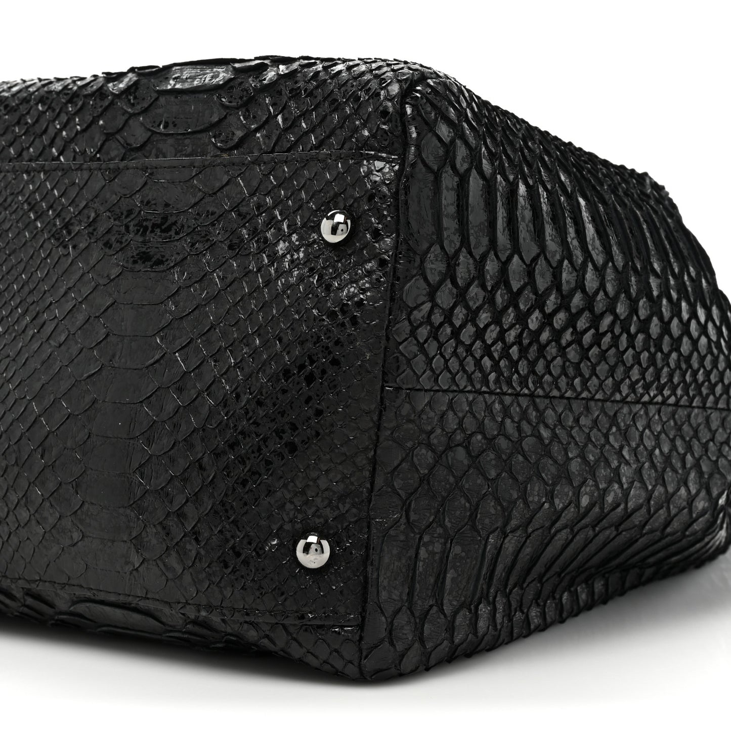Snakeskin Accordion Tote Black