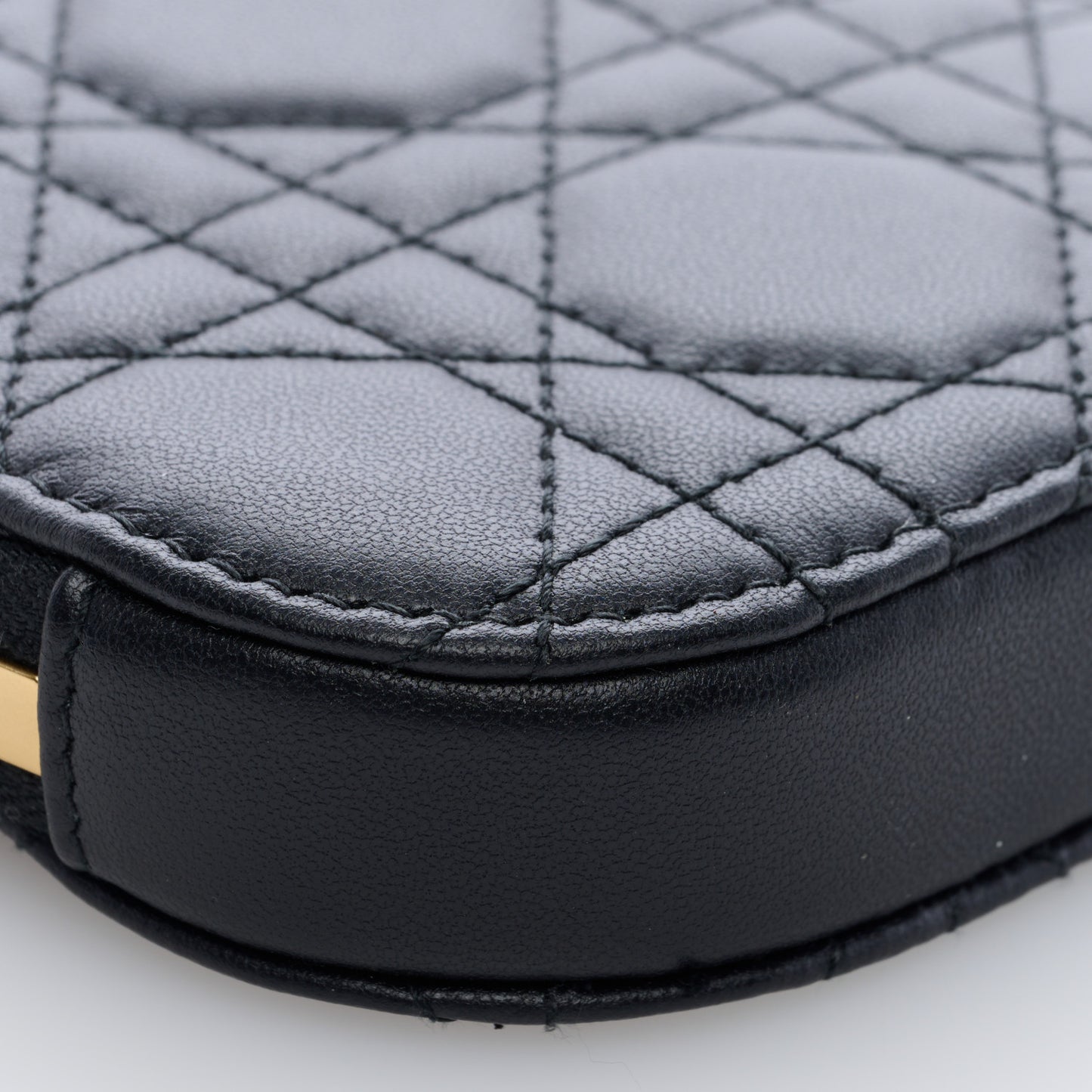 Lambskin Cannage Lady Dior Phone Holder Black