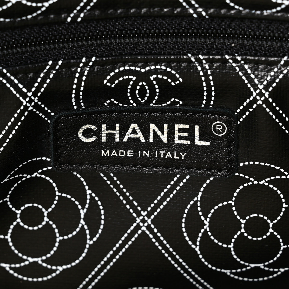 Chanel Coated Canvas Camellia Medium Shopping Tote Black Beige 6 of 10