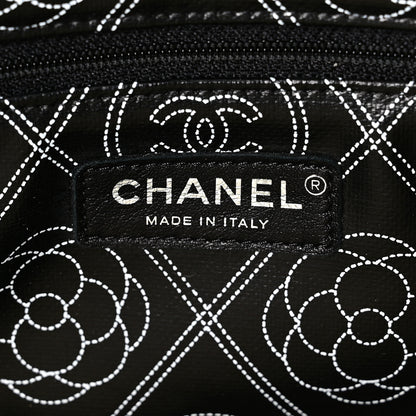 Chanel Coated Canvas Camellia Medium Shopping Tote Black Beige 6 of 10
