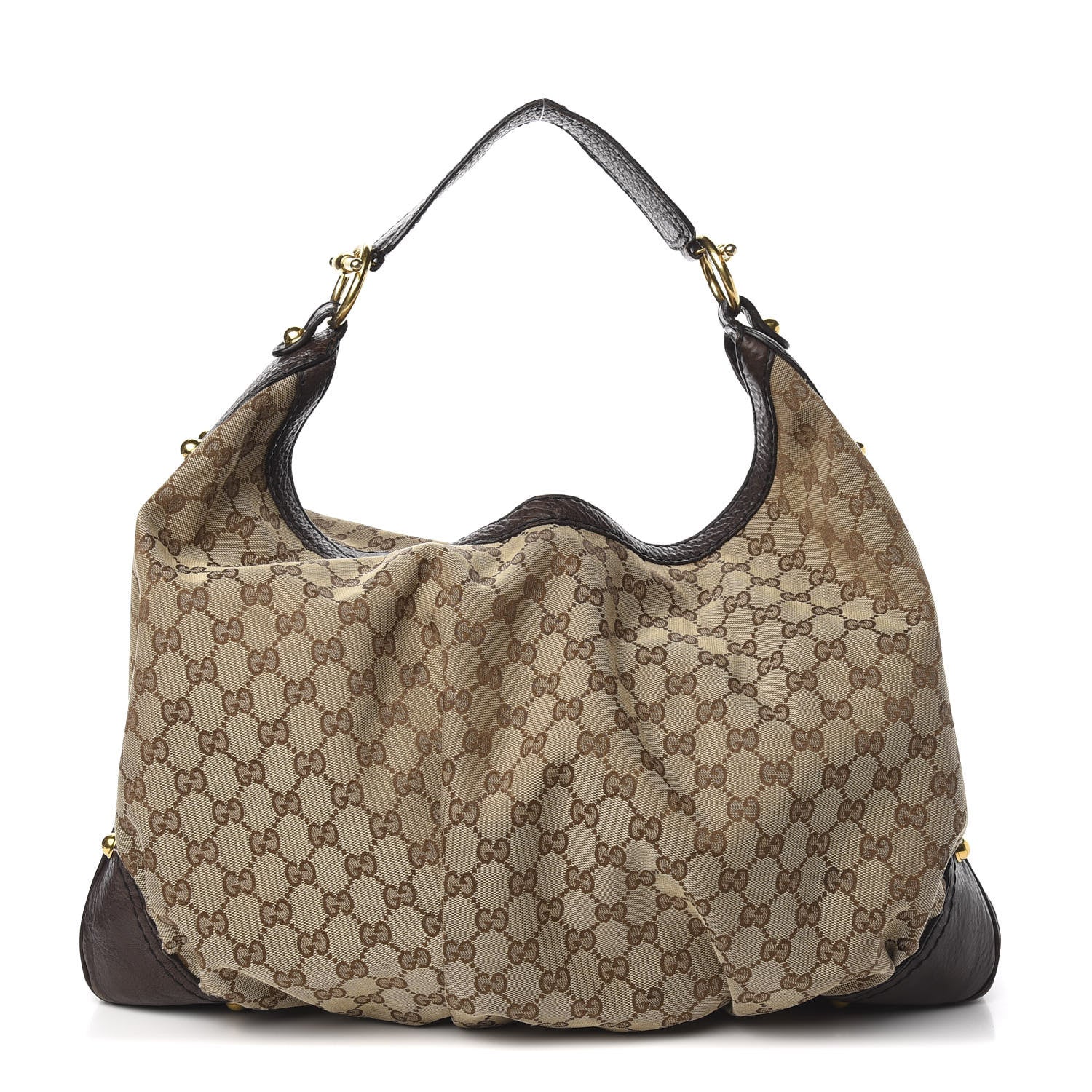 Gucci Monogram Large Jockey Hobo Dark Brown 1 of 11