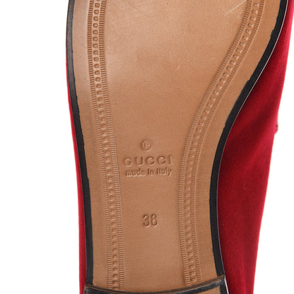 Gucci Velvet Horsebit Womens Jordaan Loafers 38 Hibiscus Red 7 of 10