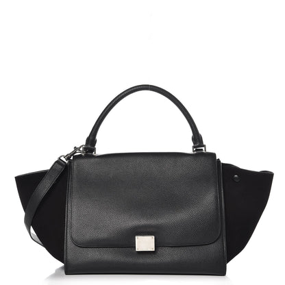 Celine Drummed Calfskin Suede Medium Trapeze Black 1 of 10