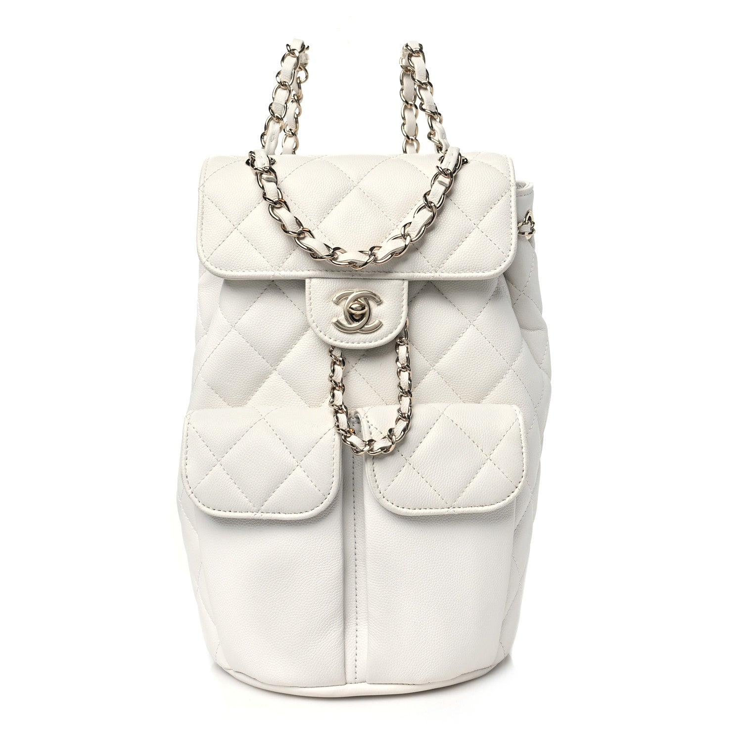 Chanel Caviar Quilted Pockets Backpack White 1 of 10