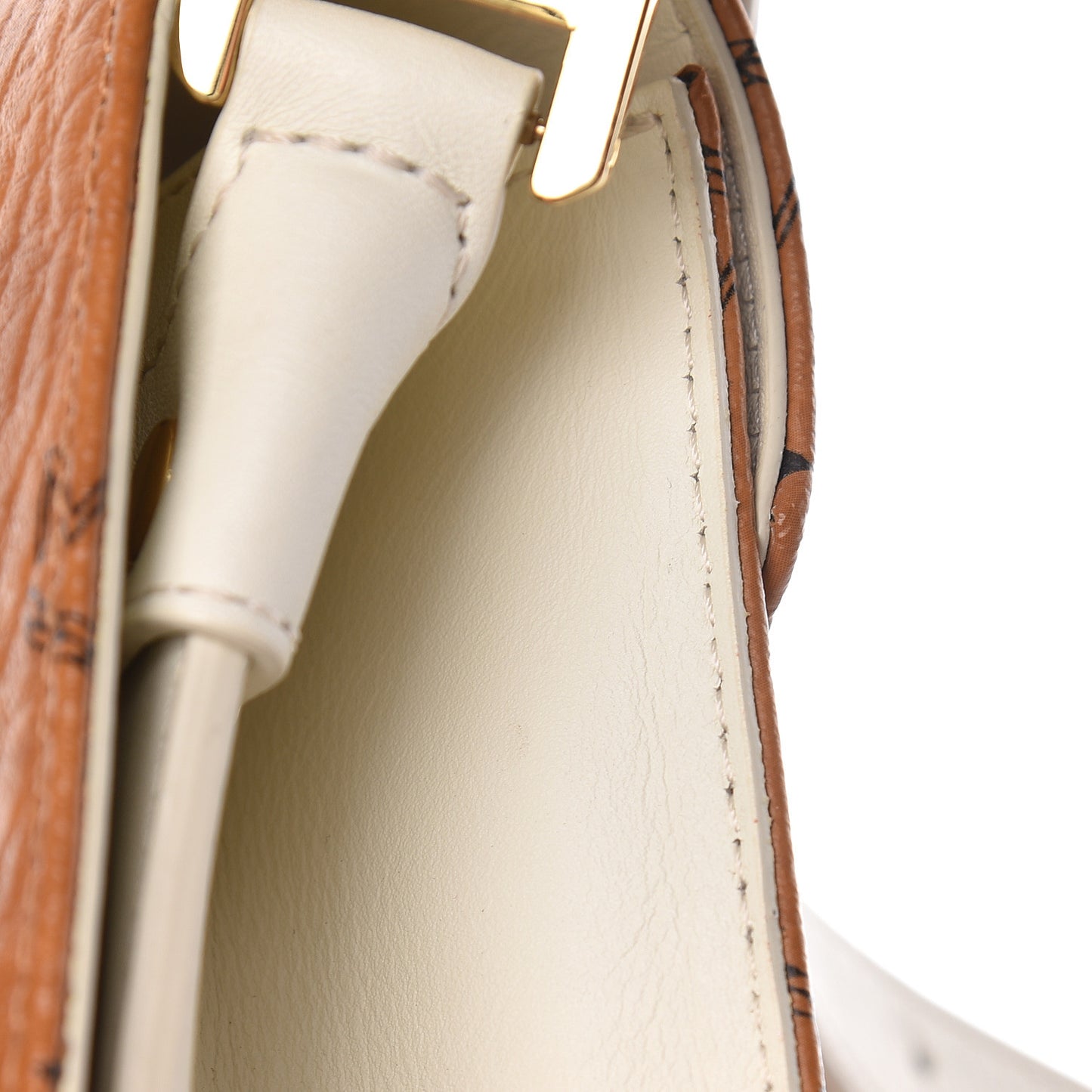 Visetos Calfskin Small Patricia Crossbody Bag Cognac White
