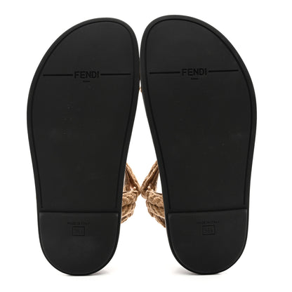 Fendi Braided Fabric Jacquard FF Fendi Feel 25mm Sandals 38.5 Sughero Black Tabacco 5 of 8