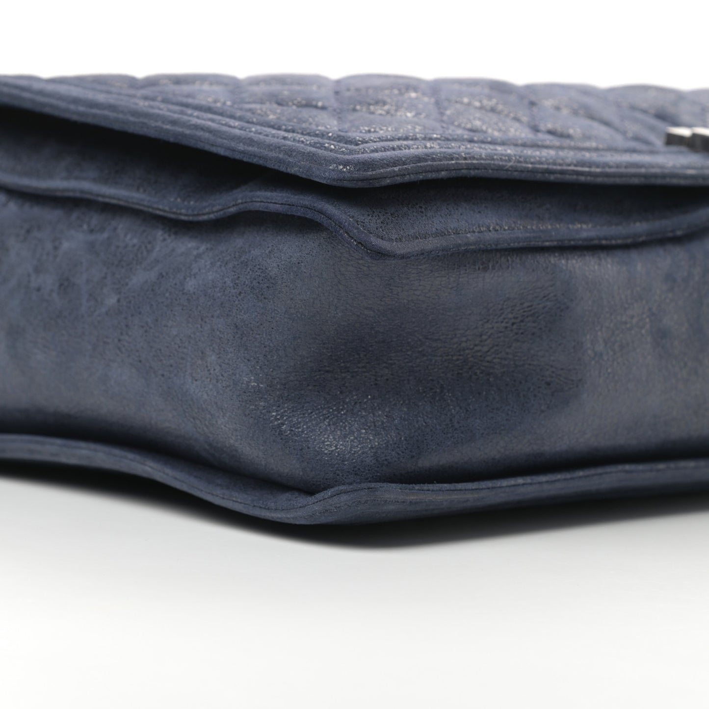 Goatskin Quilted Large Gentle Boy Flap Navy