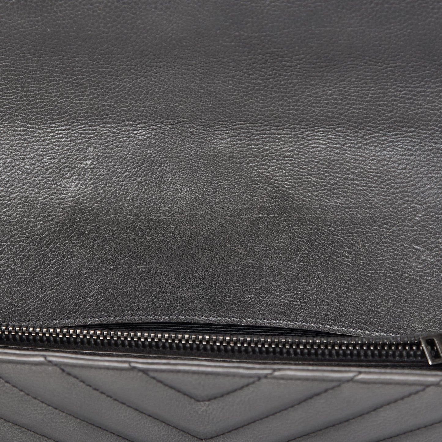 Sheepskin Matelasse Chevron Monogram Large College Satchel Dark Anthracite