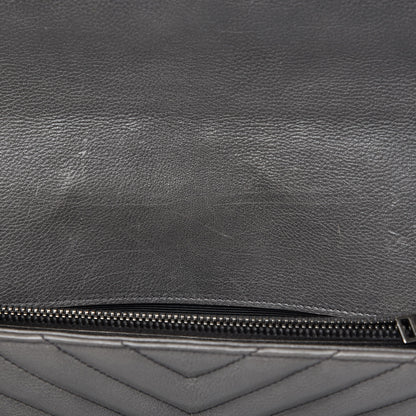 Saint Laurent Sheepskin Matelasse Chevron Monogram Large College Satchel Dark Anthracite 10 of 16