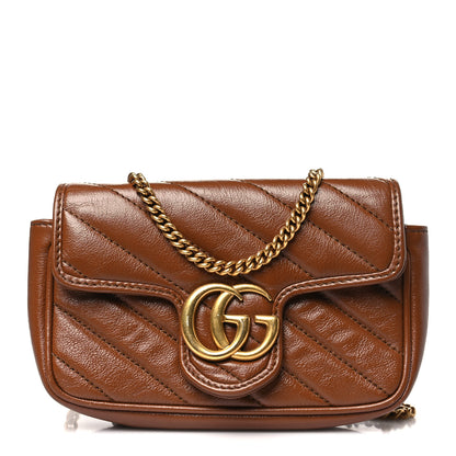 Gucci Azalea Calfskin Matelasse Diagonal Super Mini GG Marmont Shoulder Bag Cuir 1 of 12