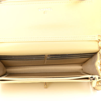 Chanel Lambskin Quilted Pearl Crush Wallet on Chain WOC Yellow 5 of 12