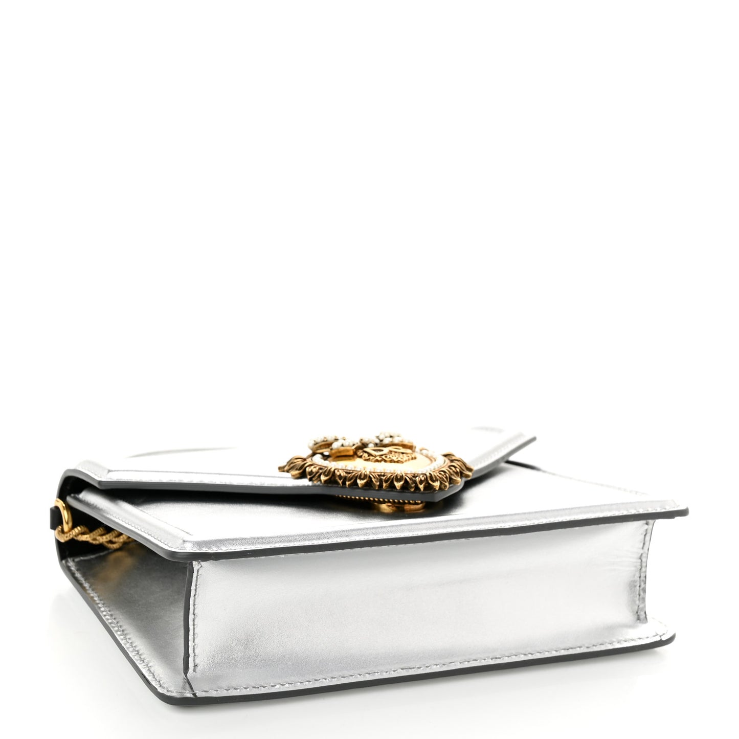 Metallic Nappa Small Devotion Top Handle Bag Silver