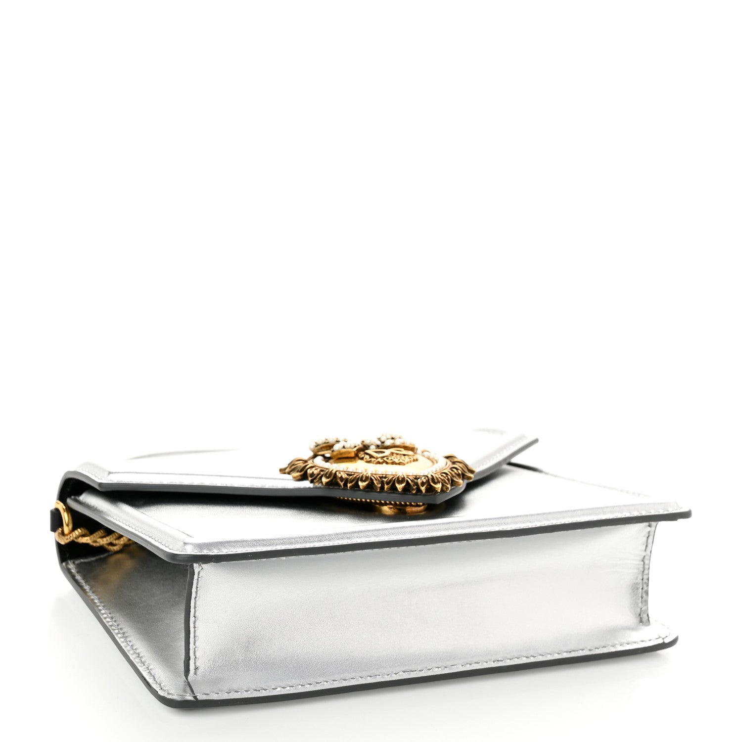 Dolce & Gabbana Metallic Nappa Small Devotion Top Handle Bag Silver 4 of 9