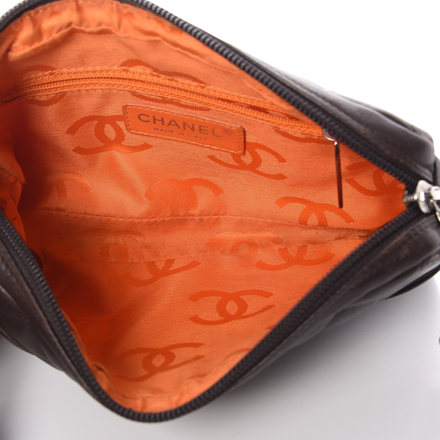 Calfskin Quilted Cambon Pochette Brown