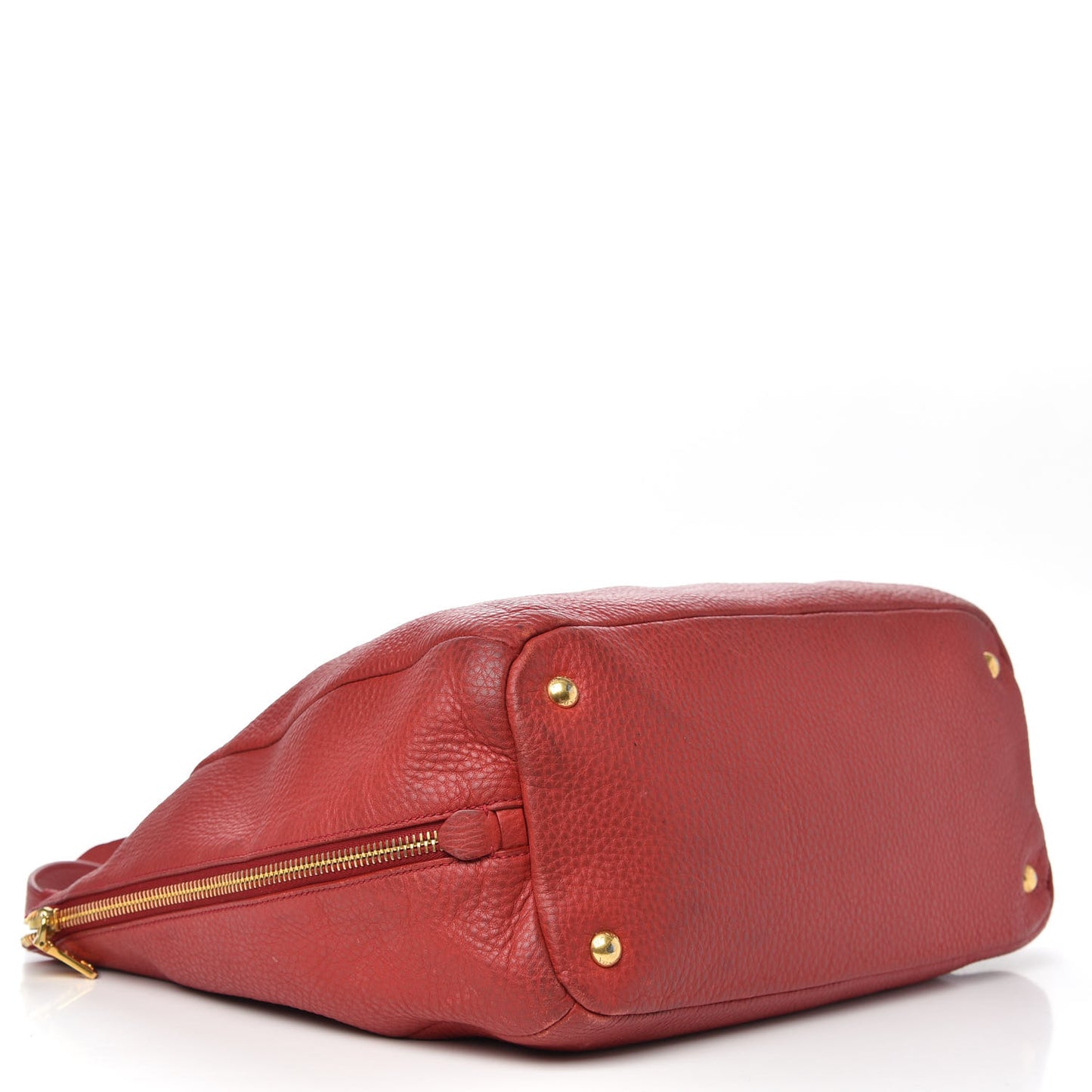 Vitello Daino Side Zip Tote Rosso