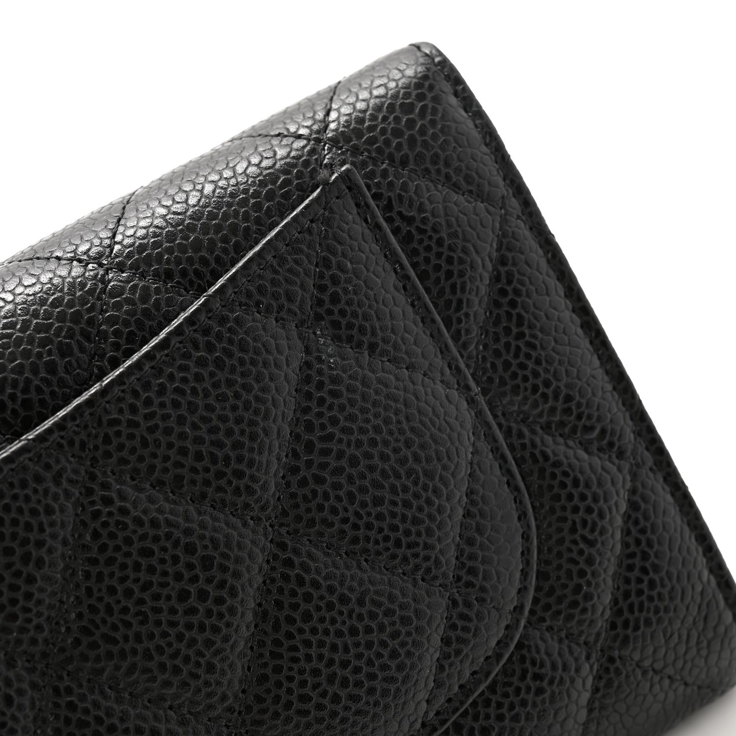 Caviar Quilted Large Flap Wallet Black