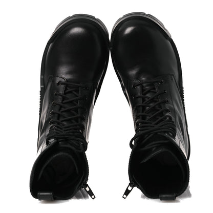 Balenciaga Calfskin Womens Bulldozer Lace Up Boots 38 Black 2 of 11