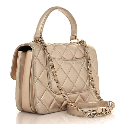Chanel Metallic Lambskin Quilted Small Trendy CC Flap Dual Handle Bag Gold 3 of 10