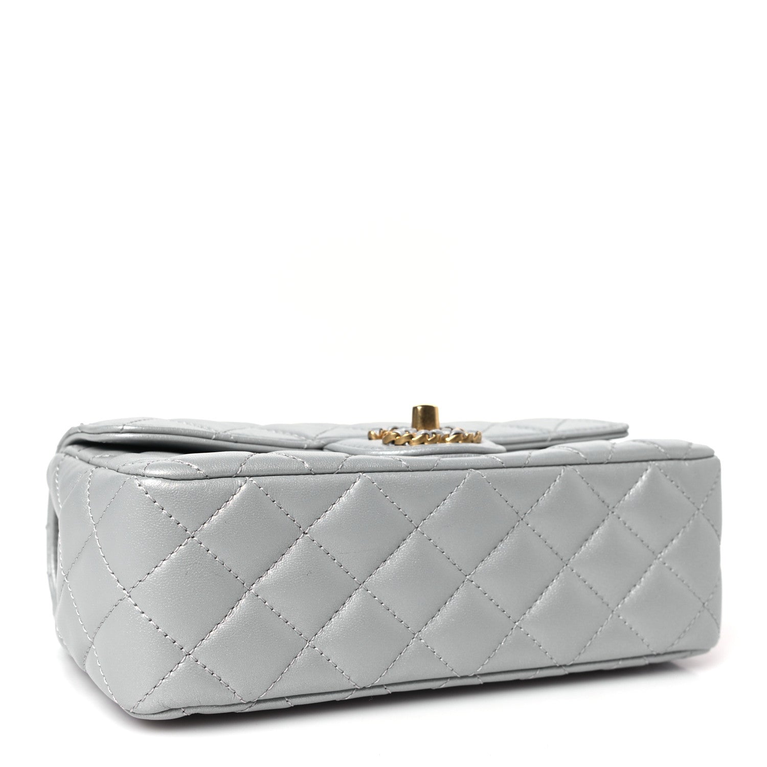 Chanel Metallic Lambskin Quilted Mini Strass On Top Flap Silvery 4 of 10
