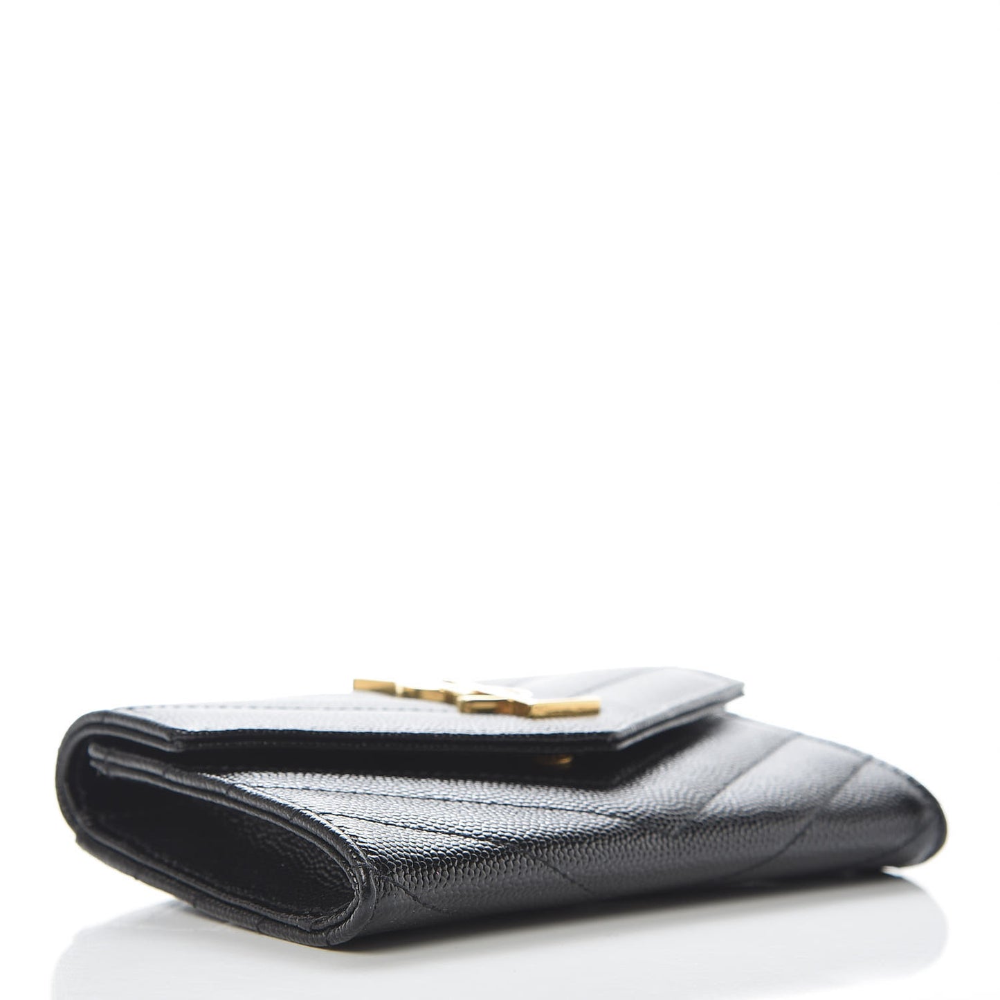 Grain De Poudre Matelasse Chevron Small Monogram Envelope Wallet Black