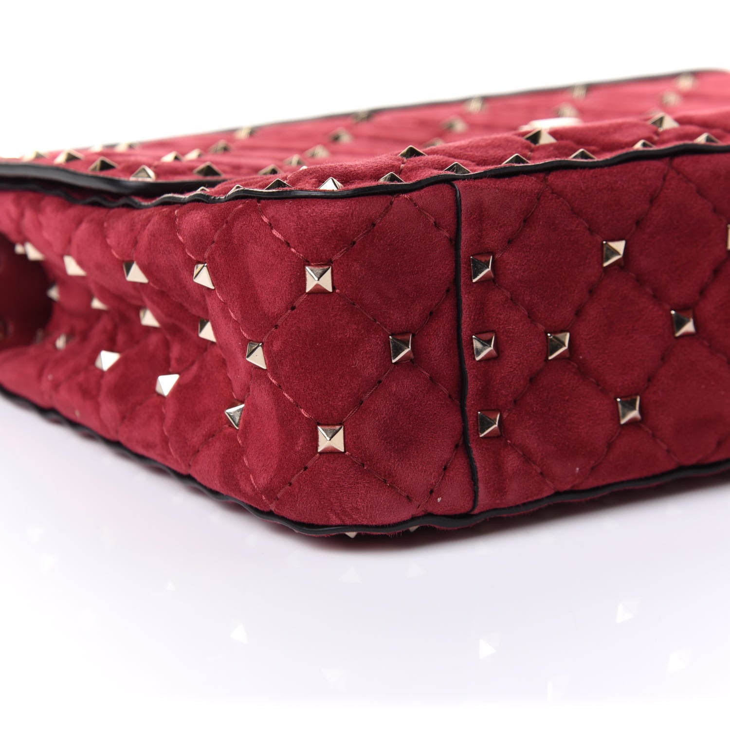 Valentino Garavani Suede Medium Rockstud Spike Shoulder Bag Rubino 9 of 10