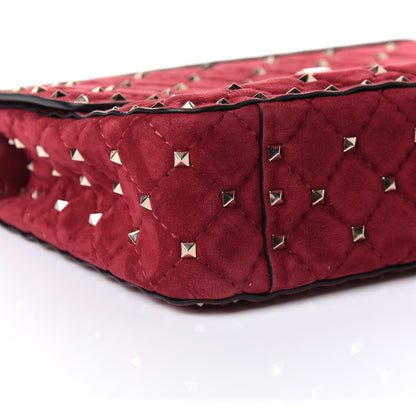 Valentino Garavani Suede Medium Rockstud Spike Shoulder Bag Rubino 9 of 10