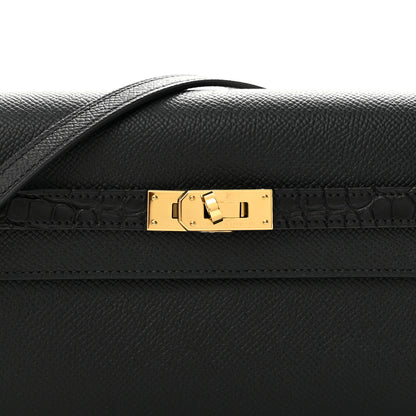 Hermes Epsom Matte Alligator Touch Kelly Wallet To Go Black 8 of 12
