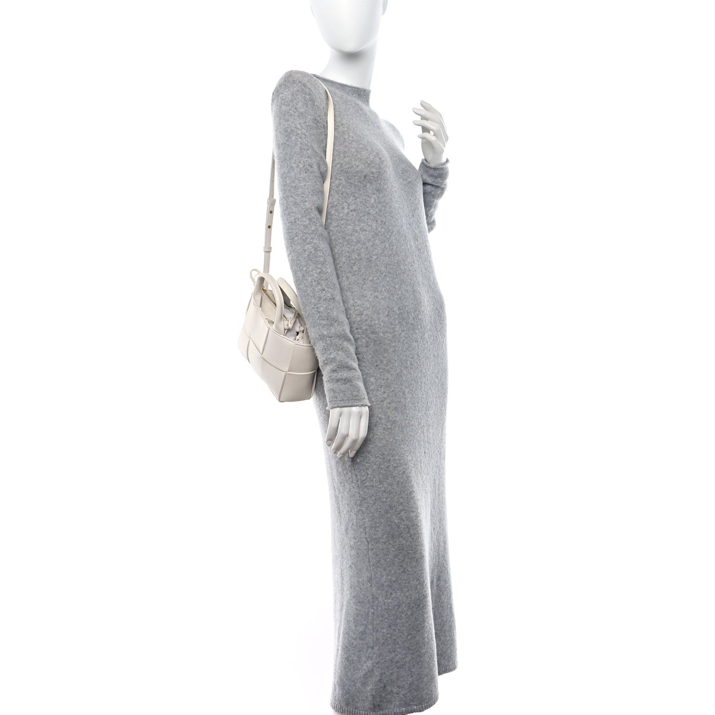 BOTTEGA VENETA Grained Calfskin Intrecciato Candy Arco Tote White