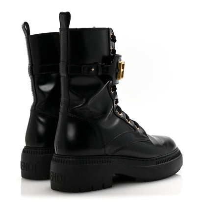 Fendi Vitello Abrasivato Fendigraphy 50mm Biker Boots 39.5 Black 5 of 8