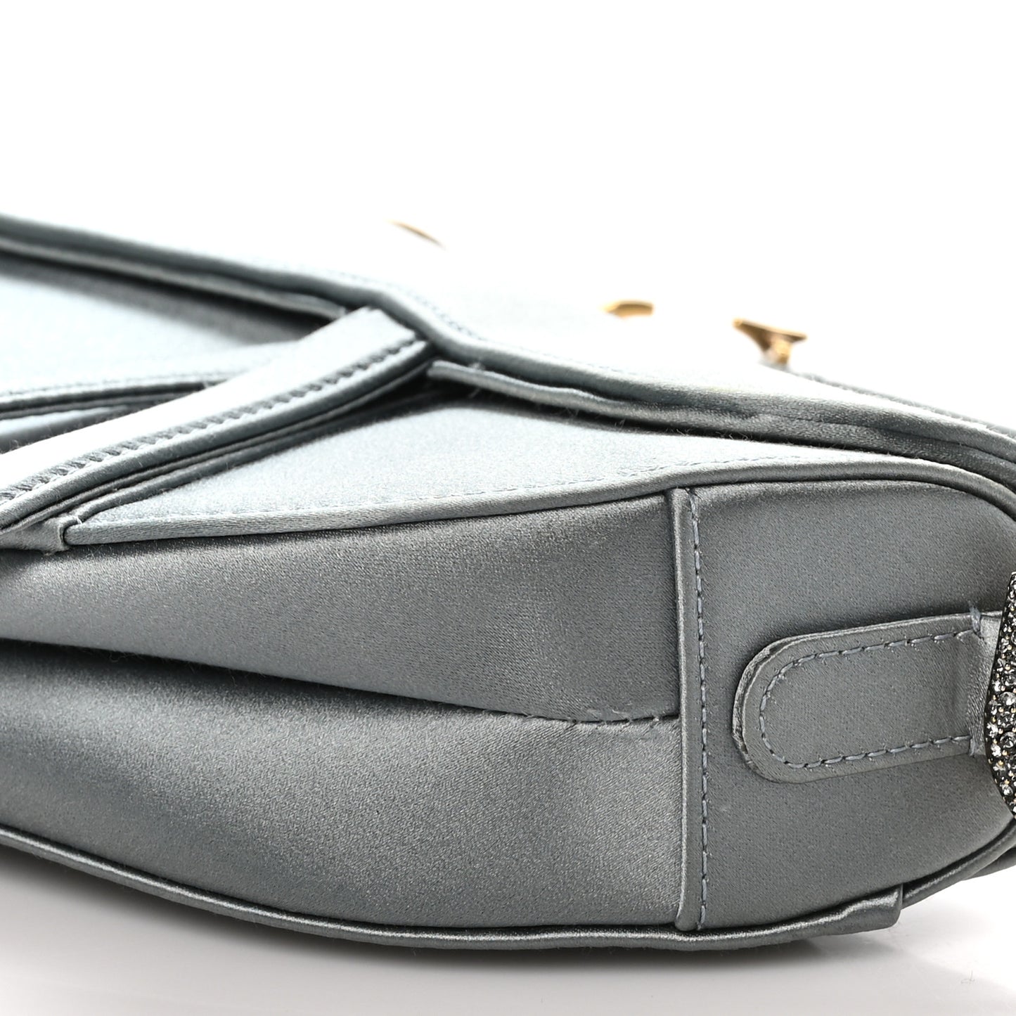 Satin Crystal Mini Saddle Bag Blue Gray