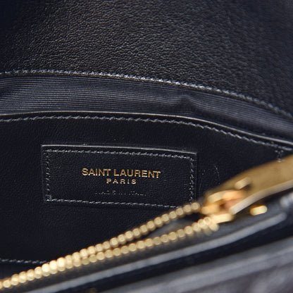 Saint Laurent Sheepskin Matelasse Chevron Monogram Medium College Bag Black 8 of 12