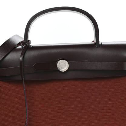 Hermes Military Toile Vache Hunter Herbag Zip Retourne 31 PM Rouge H Ebene 9 of 13