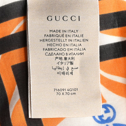 Gucci X ADIDAS Cotton Trefoil GG Square Scarf Orange Multicolor 3 of 3