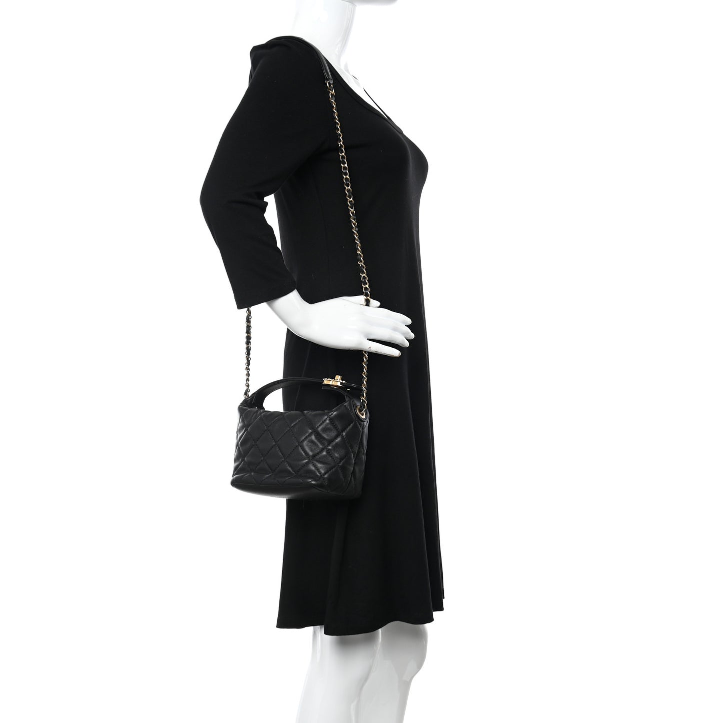 Lambskin Quilted Small Perfect Meeting Hobo Black