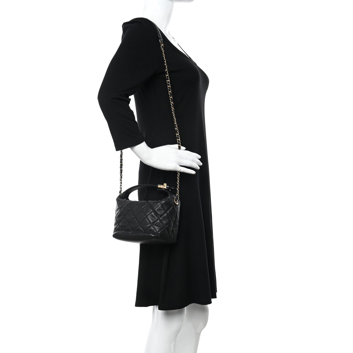 Chanel Lambskin Quilted Small Perfect Meeting Hobo Black 2 of 11