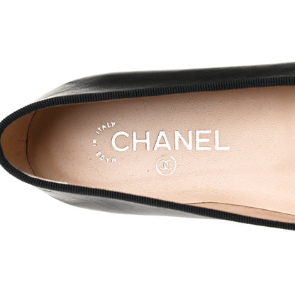 Chanel Lambskin Patent Cap Toe Ballerina Flats 39.5 Black 6 of 10